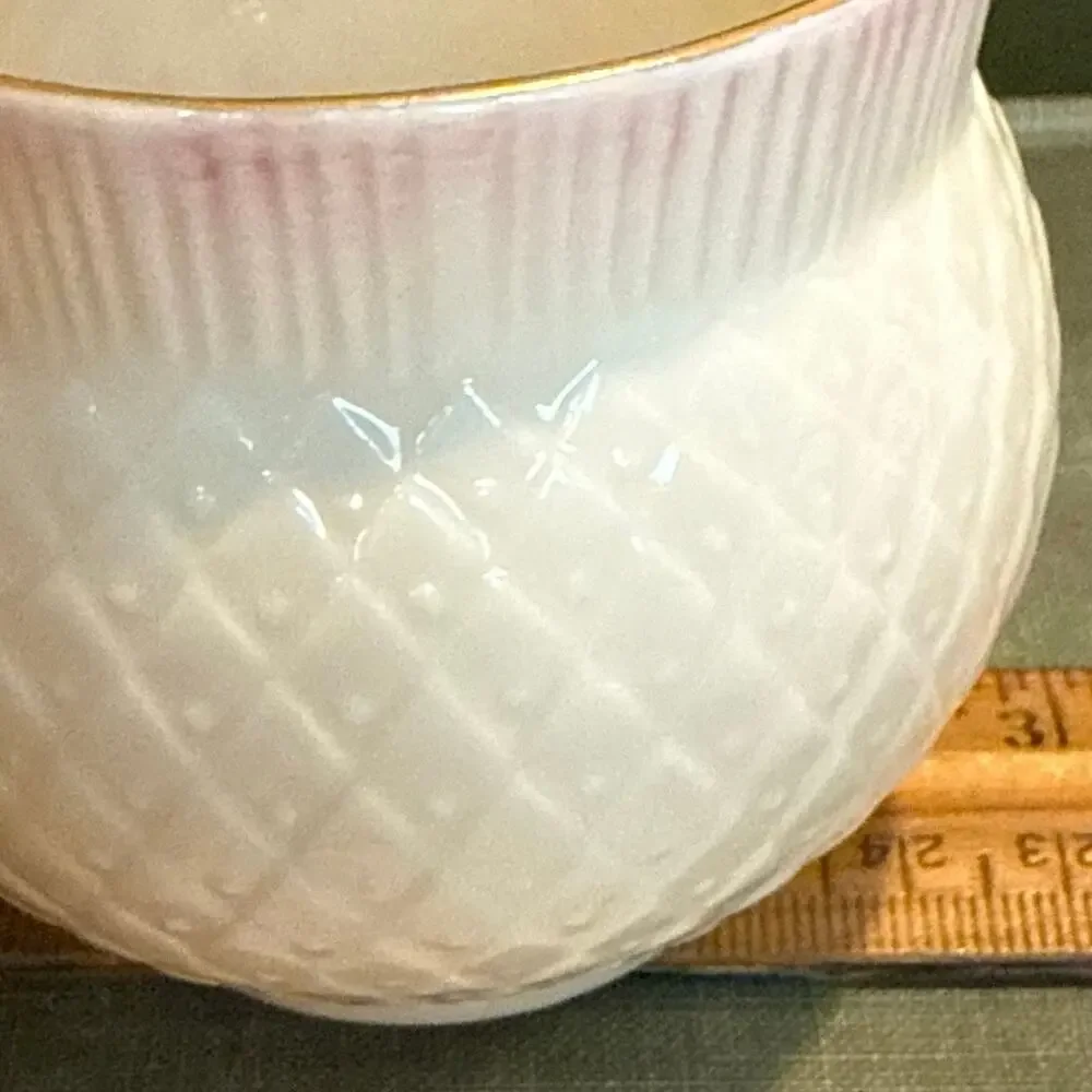 Belleek Mini Vase • Thistle Motif • 2001 • Gold “m” • 2.75”